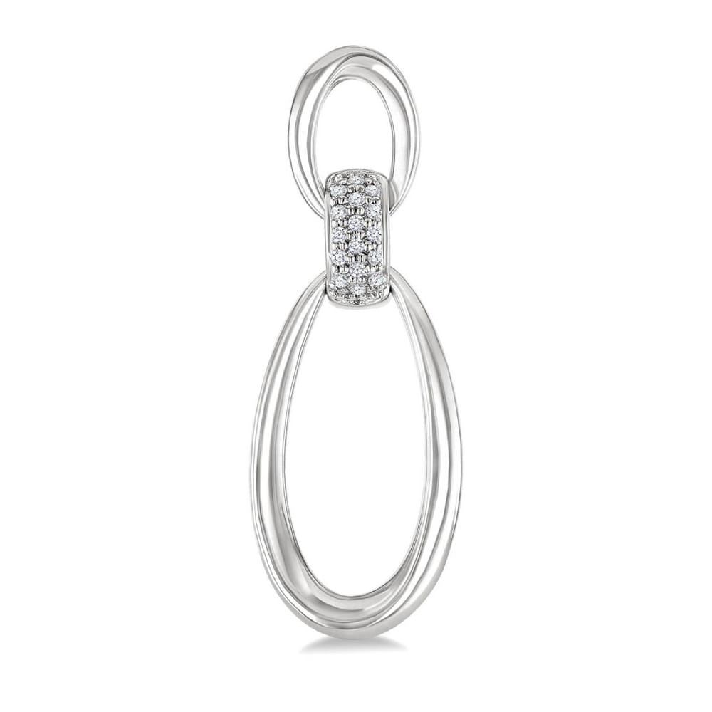 Silver Bold Oval Shape Link Diamond Earrings