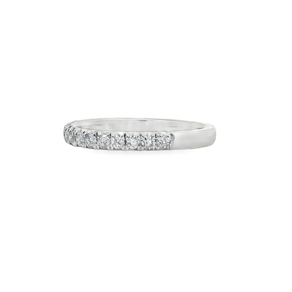 14K White Gold Women's Diamond Prong Set Wedding Band with 12 Round Stones