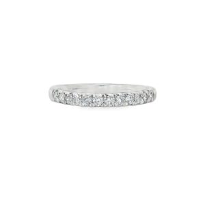 14K White Gold Women's Diamond Prong Set Wedding Band with 12 Round Stones