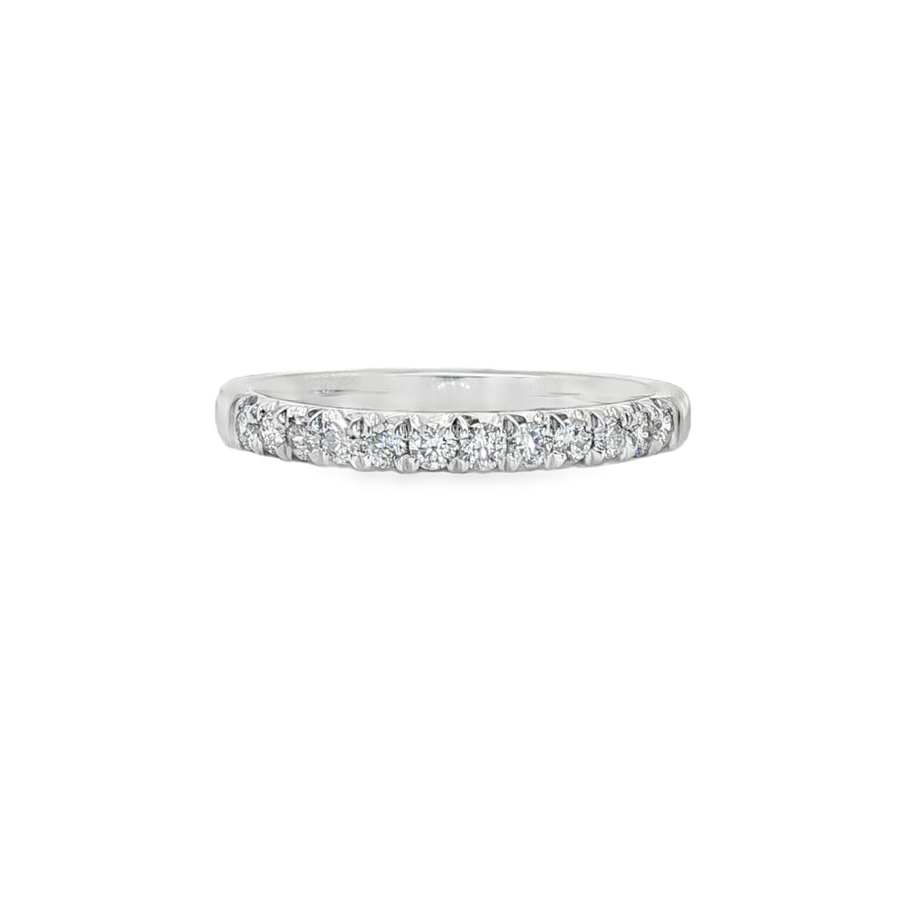 14K White Gold Women's Diamond Prong Set Wedding Band with 12 Round Stones