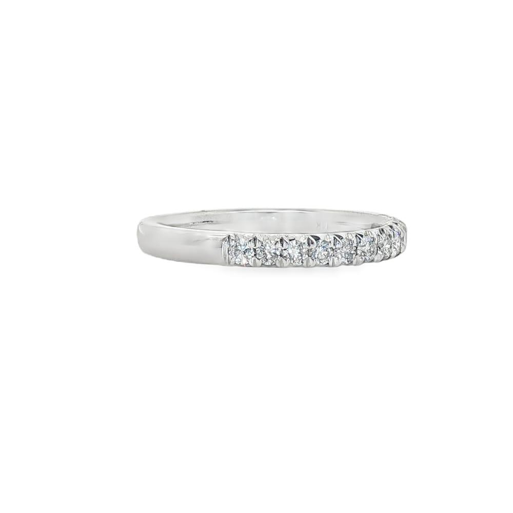 14K White Gold Women's Diamond Prong Set Wedding Band with 12 Round Stones