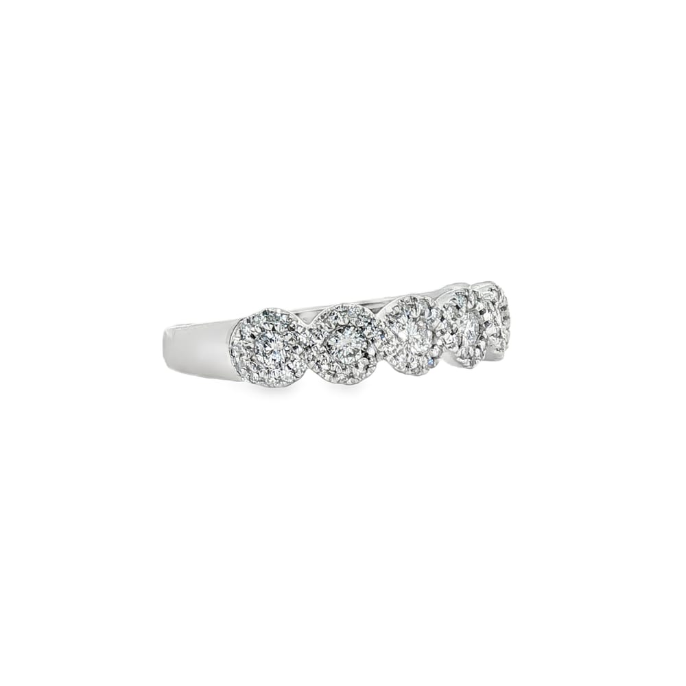 14K White Gold Diamond 7 Cluster Band