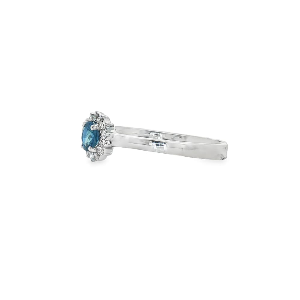14K Gold White Sapphire and Diamond Round Ring for Women