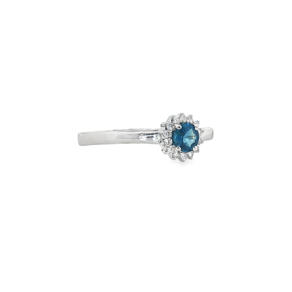 14K Gold White Sapphire and Diamond Round Ring for Women
