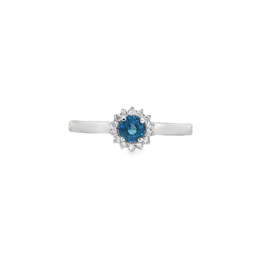 14K Gold White Sapphire and Diamond Round Ring for Women