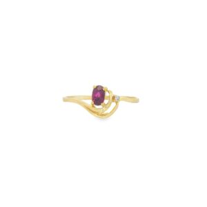 Ruby and Diamond 14K Gold Ring in Oval and Round Shapes