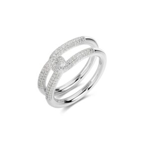 Rosata Sterling Silver Bianca Band Ring with 144 Cubic Zirconia Stones - Size 14