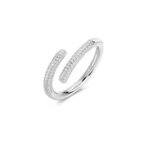 Rosata Bianca Sterling Silver Single Ring with 94 Cubic Zirconia - Size 12