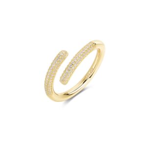 Rosato Bianca .925 Silver Gold Plated Ring with 144 Cubic Zirconia Stones - Size 6