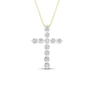 14K Yellow Gold Diamond Pendant with 11 Round Stones