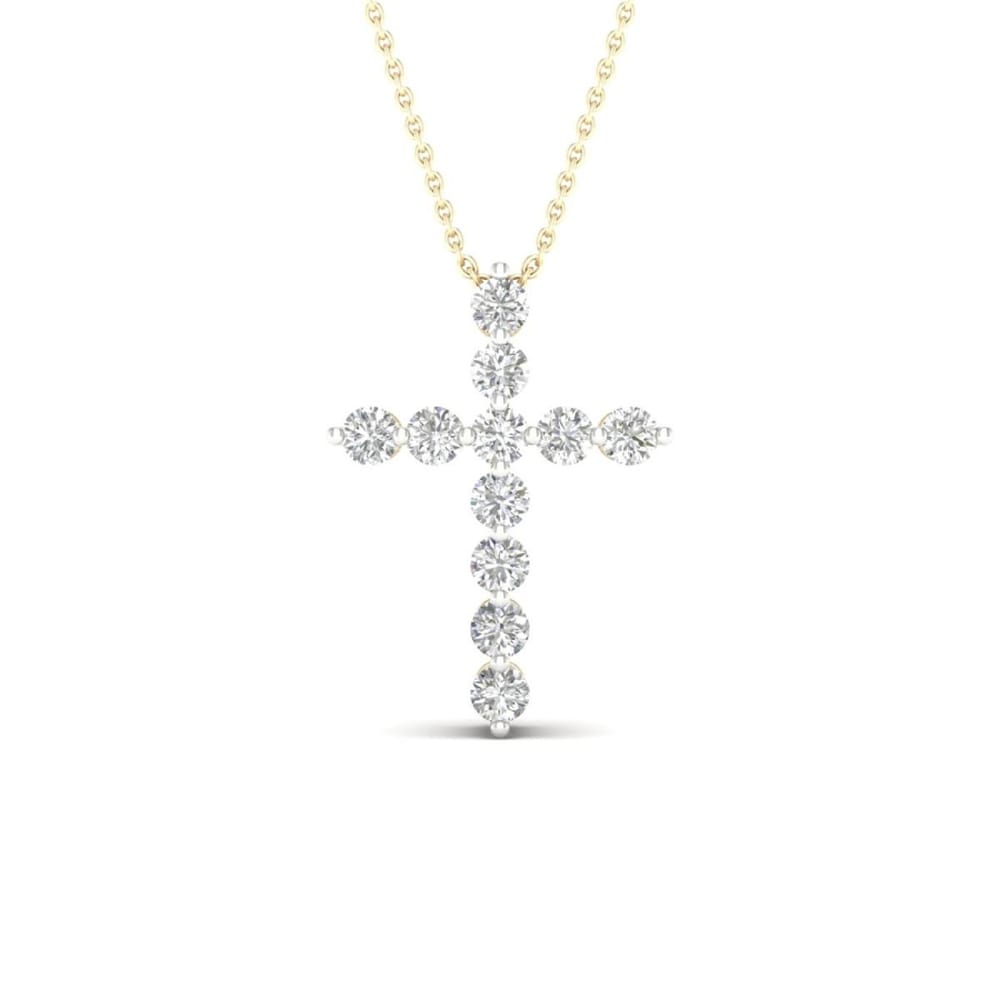 14K Yellow Gold Diamond Pendant with 11 Round Stones