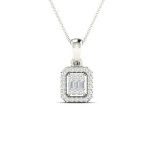 14K Gold Pendant with Emerald and Diamonds 18 Inch Length