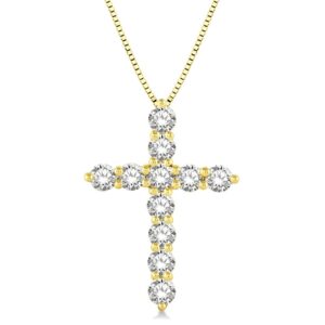 14K Gold Yellow Diamond Pendant with 11 Stones, 1.00 ctw Total Weight