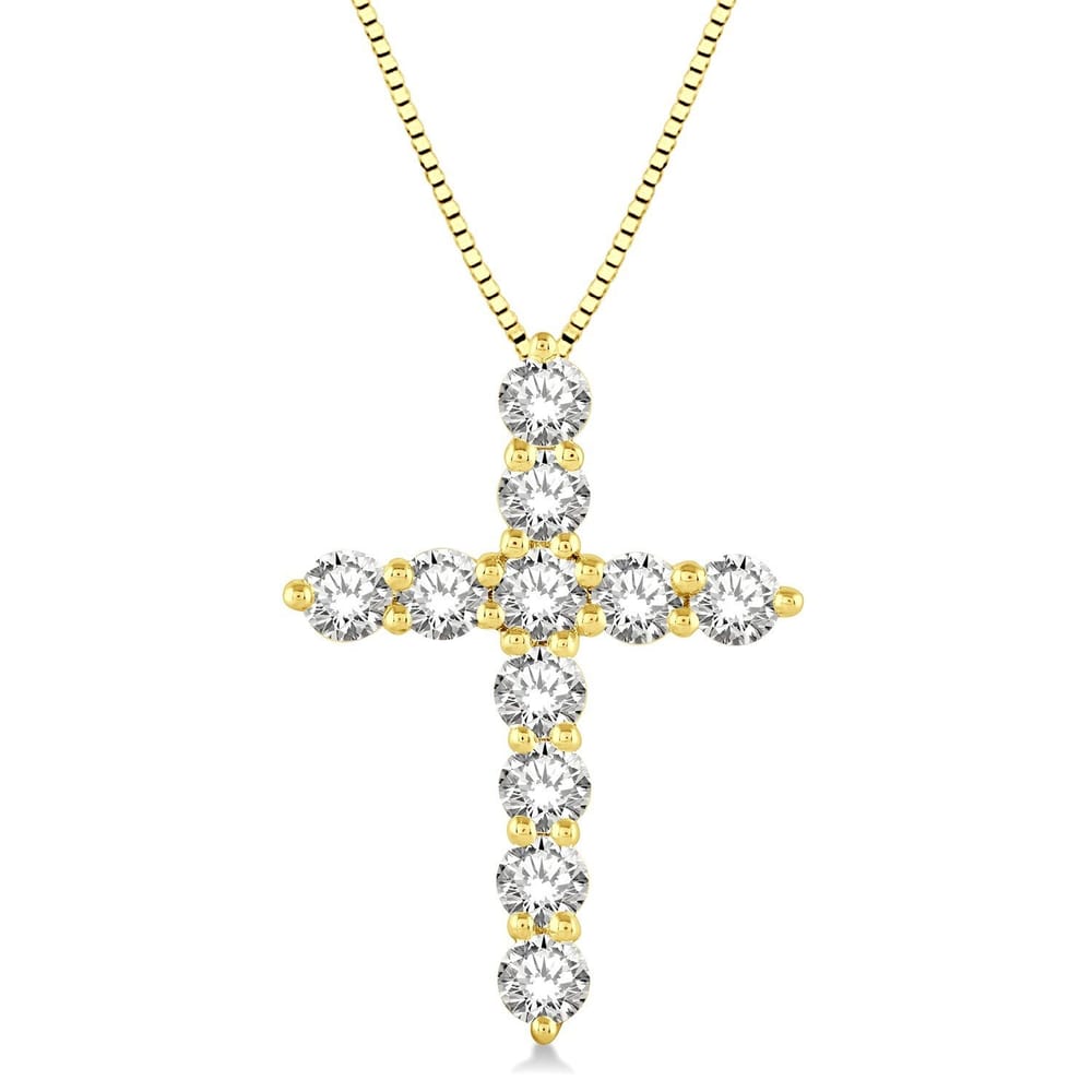 14K Gold Yellow Diamond Pendant with 11 Stones, 1.00 ctw Total Weight