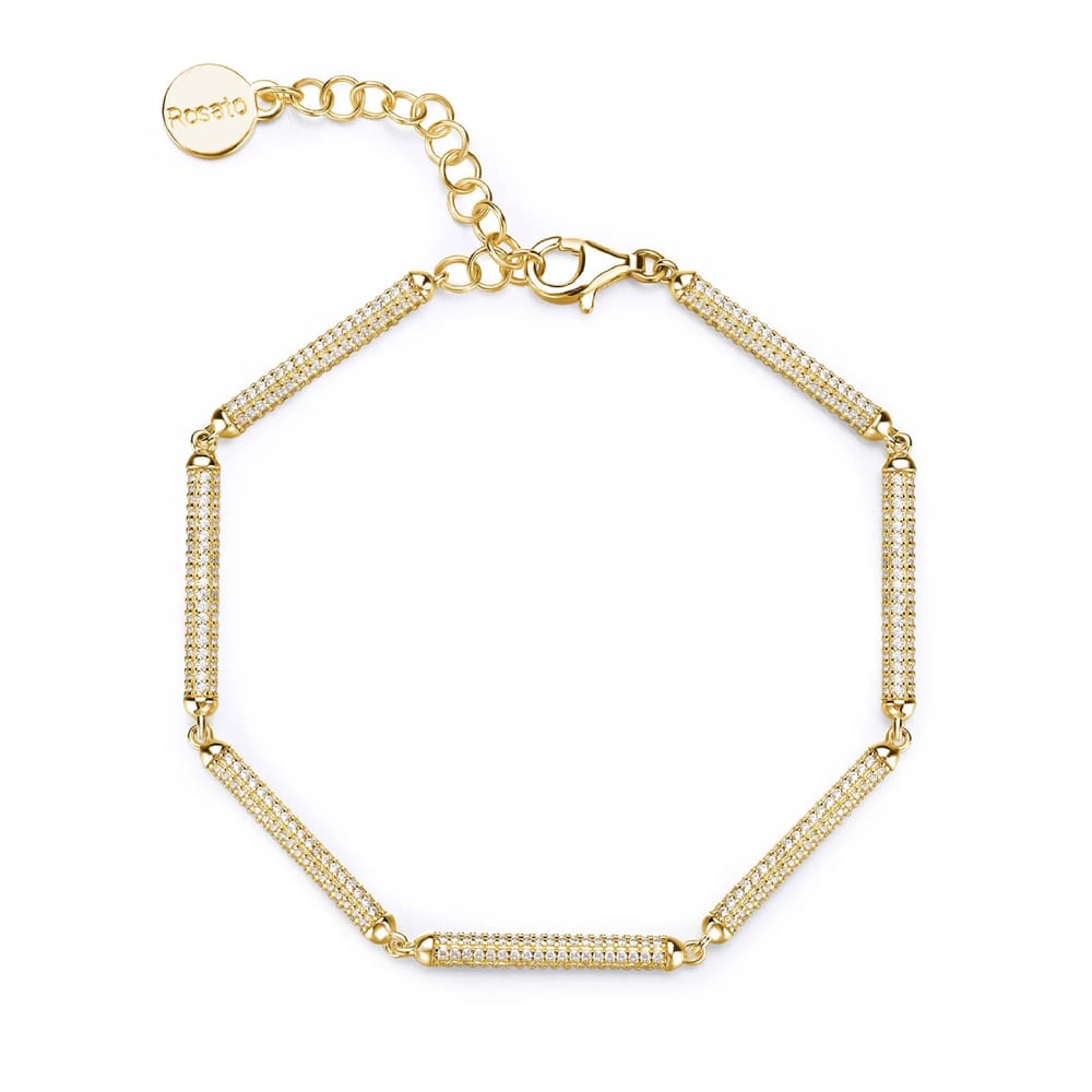 Rosato Bianca Gold Plated .925 Sterling Silver Soft Bracelet - 8 Inches w/ Extenders
