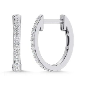 10K White Gold Lab Grown Diamond 1/5 Ct.Tw. Hoop Earrings