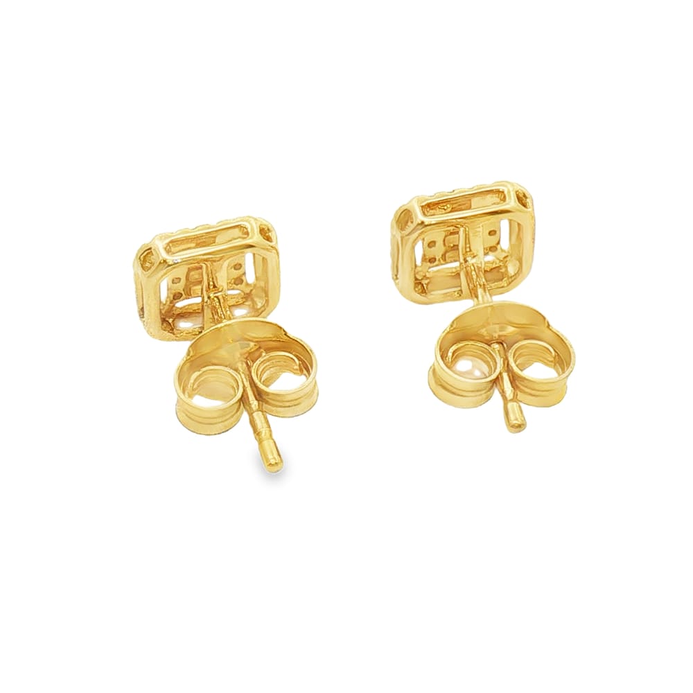 14K Gold Emerald and Diamond Round Earrings