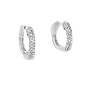 14K Gold Square Pave Huggie Earrings with Diamonds