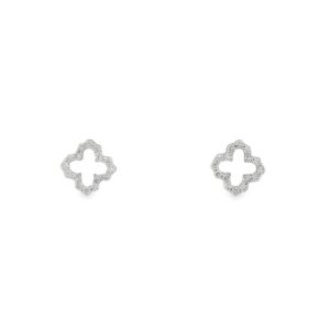 Open Clover Earrings in 14K Yellow Gold with 32 Round Diamonds