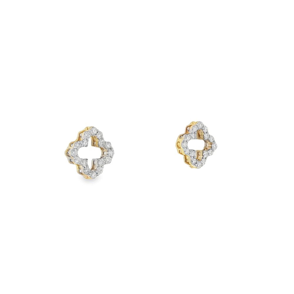 Open Clover Earrings in 14K Yellow Gold with 32 Round Diamonds