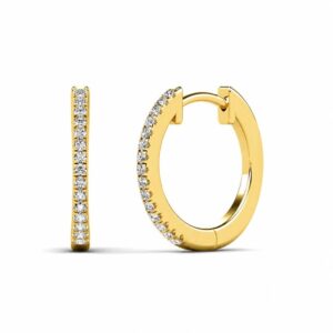 14K Yellow Gold Small Huggy Earrings with Diamonds