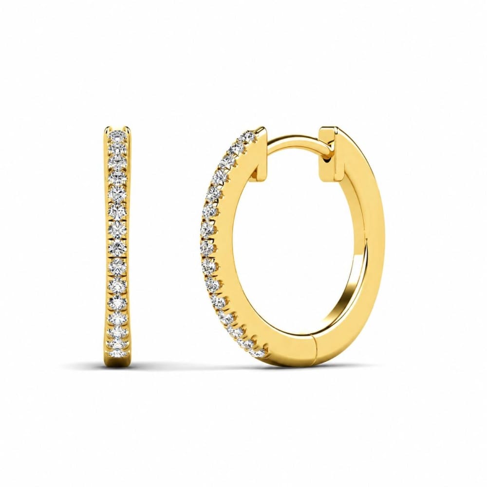 14K Yellow Gold Small Huggy Earrings with Diamonds