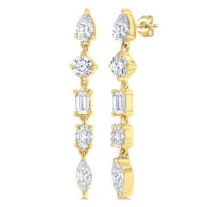 14K Yellow Gold Mixed Diamond Cut Fashion Earrings