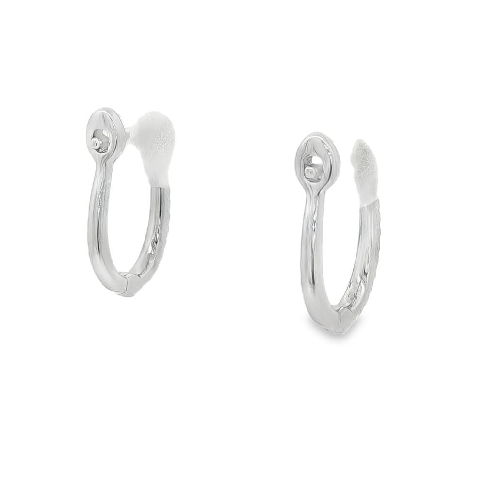 14K White Gold Blue Sapphire and Diamond Huggy Earrings for Women