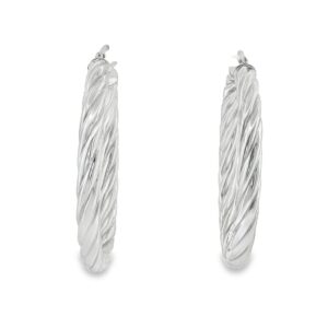 Italian Twisted Tub Hoops .925 Silver by Franco Stellari