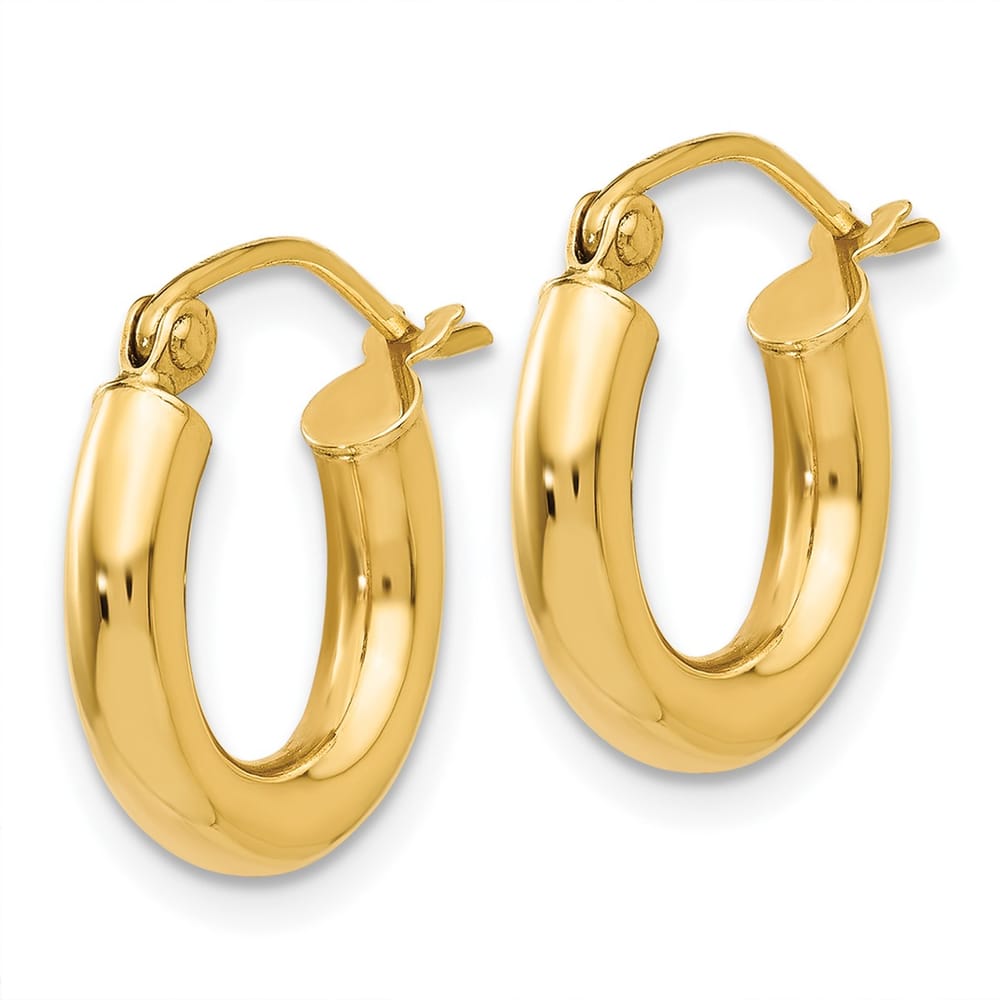 14KT Polished 3mm Lightweight Tub Hoops