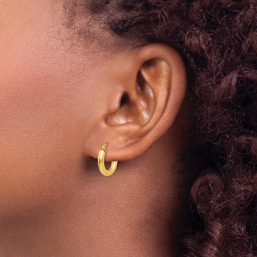 14KT Polished 3mm Lightweight Tub Hoops