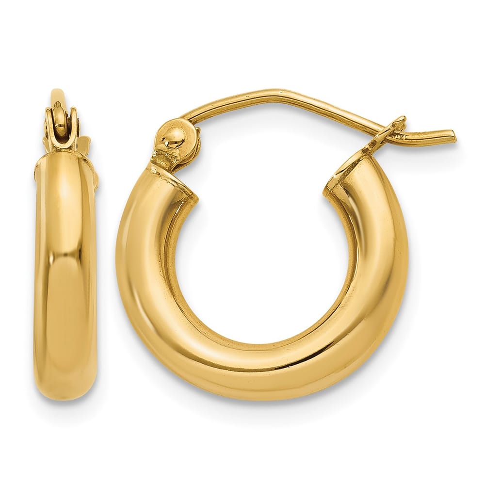14KT Polished 3mm Lightweight Tub Hoops