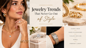 an image of a woman with various jewelry on showing jewelry trends